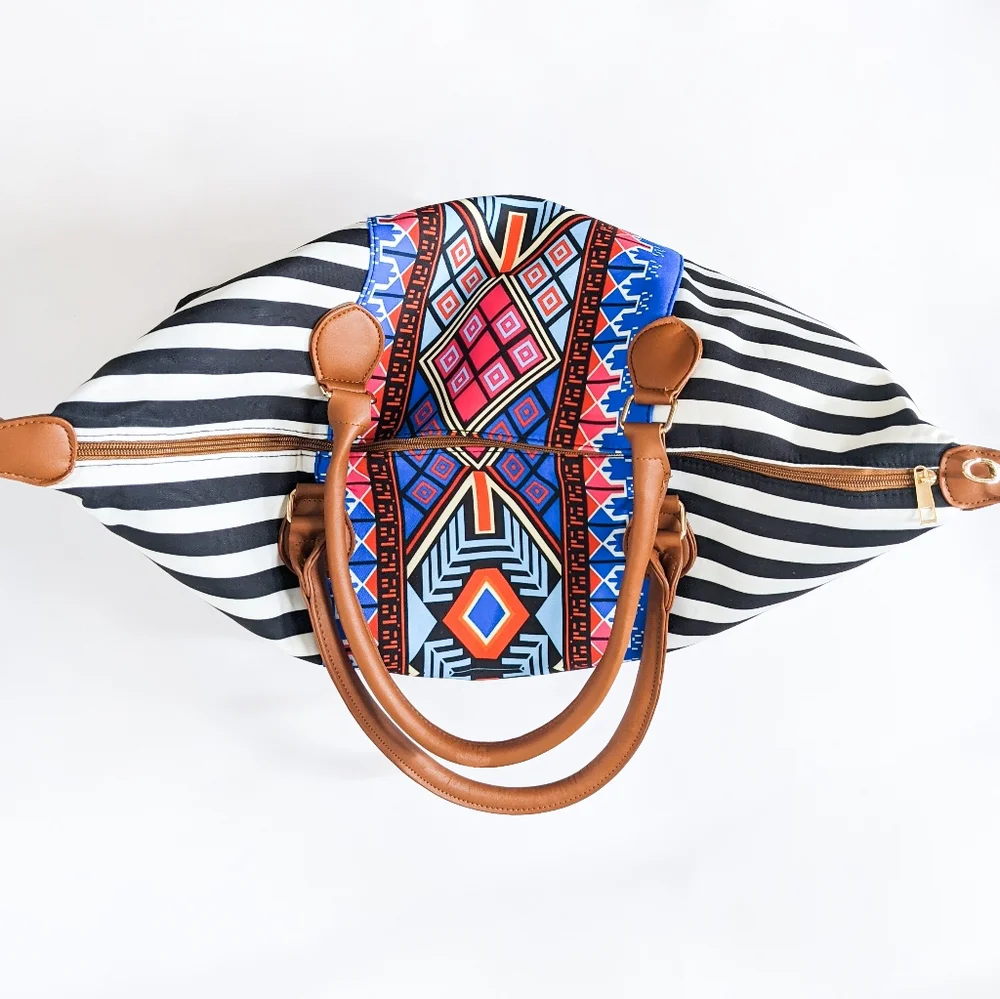 NWT Colorful Aztec Striped Large Beach Tote